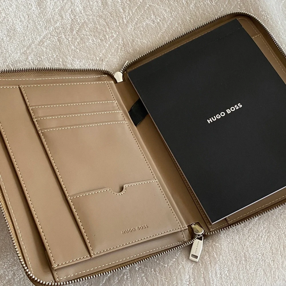 Hugo Boss Tan Leather A5 office folder